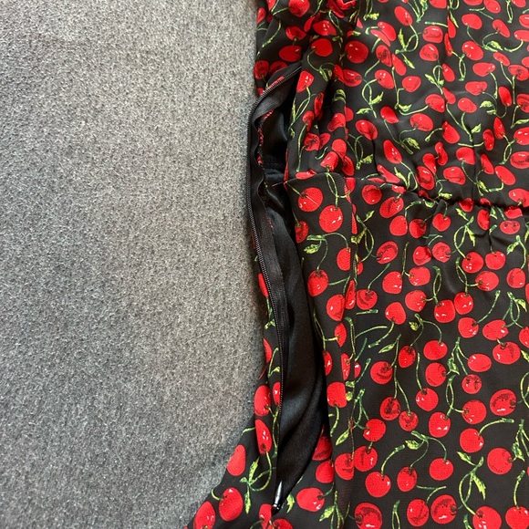 Pink Lily Black Mini Dress with Red Cherry Print - Picture 5 of 5